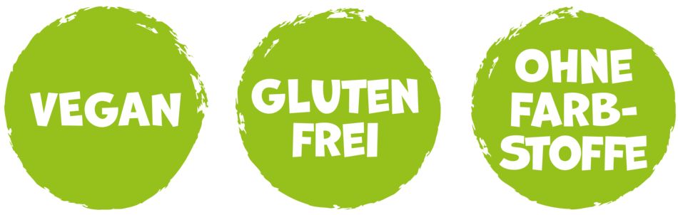 Vegan, Glutenfrei, ohne Farbstoffe